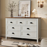 Dresser for Bedroom, Modern White Dresser with 7 Drawers, Wide Chest of Drawers