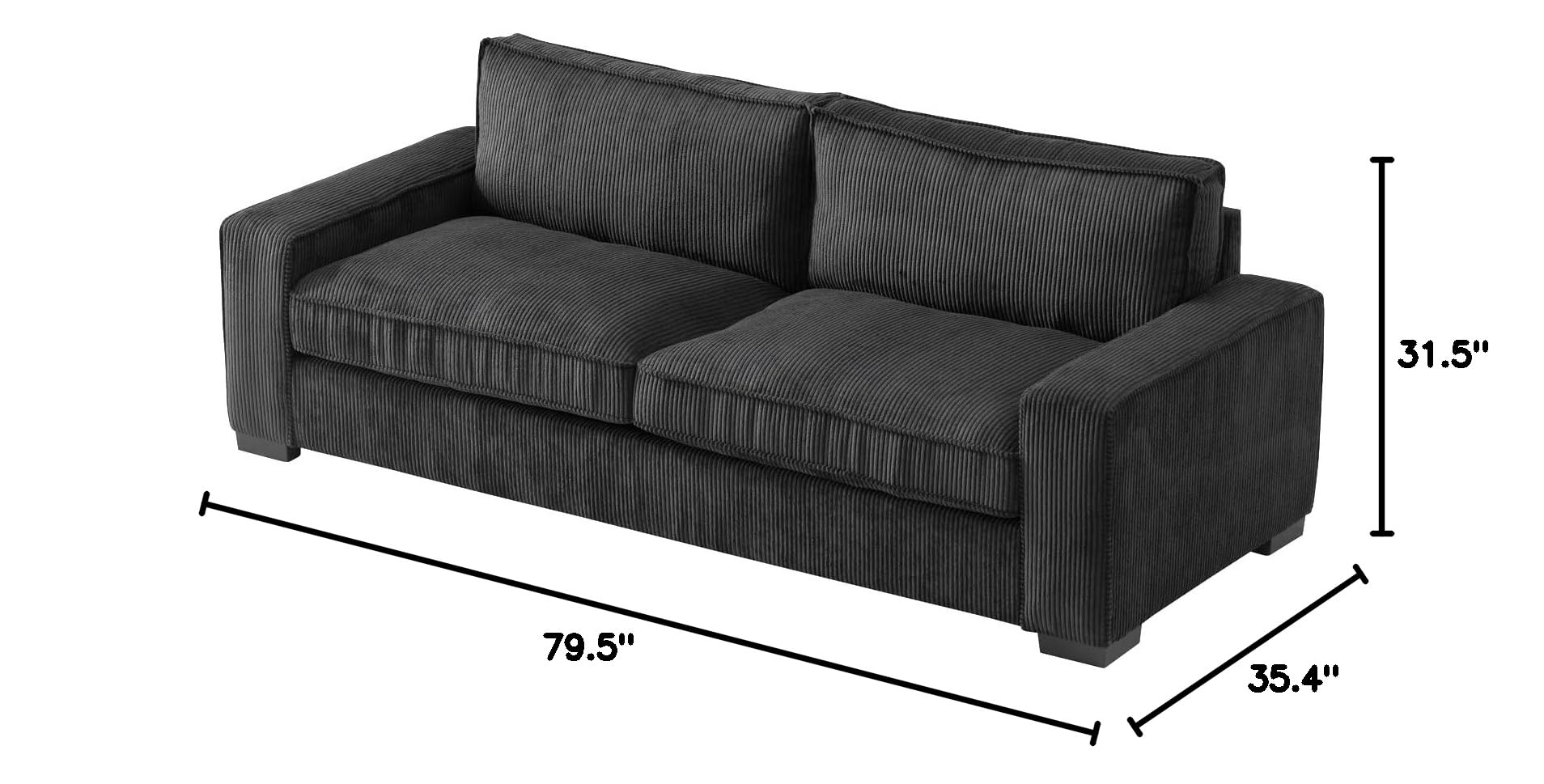 Luxe Living Room Sofa with Soft Corduroy Upholstery, Streamlined Design