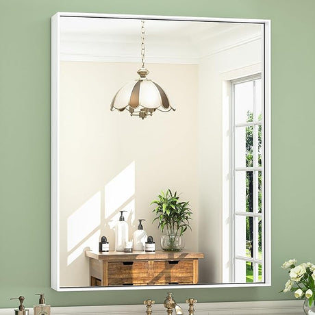 24x32 Inch Silver Mirror for Bathroom Sink, Non-Rusting Metal Frame, HD Reflection