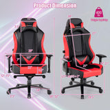 360° Swivel Gaming Chair with 4D Armrest & Multi-Angle Reclining - Red