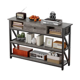47 Inch Console Sofa Table with Drawer, Industrial Entryway Table with Storage Shelves,