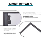 30x40 Inch Black Rectangle Bathroom Mirror with Metal Frame