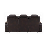 Leatherette Diamond Tufted Power Recliner Sofa with Drop Down Storage