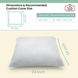 24x24 Throw Pillow Insert (Set of 2, White) Bed and Couch Pillows Stuffer