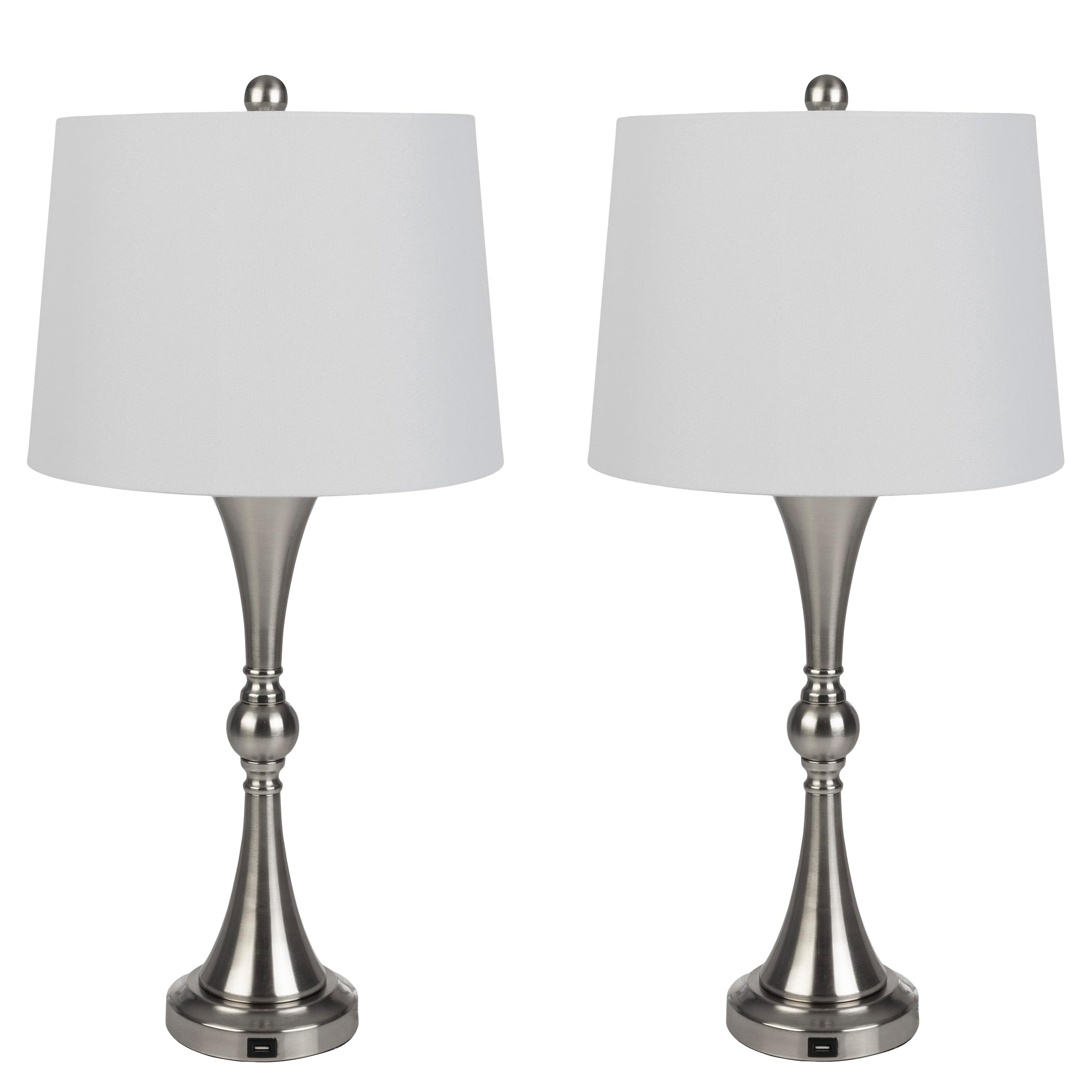 Set of 2 Table Lamps - Lamps with USB Charging Ports, Touch Control