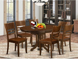 KELY7-ESP-LC 7 Piece Kitchen Table & Chairs Set Consist of an Oval Dining Table with Butterfly Leaf and 6 Faux Leather Dining Room Chairs,