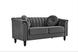 Tufted Velvet Sofa with Removable Cushions and Turned Wood Legs,