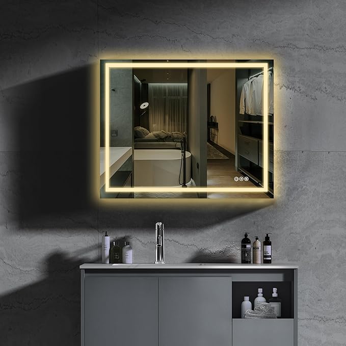 Mirror with Lights, LED Bathroom Mirror, Large Lighted Smart Mirrors