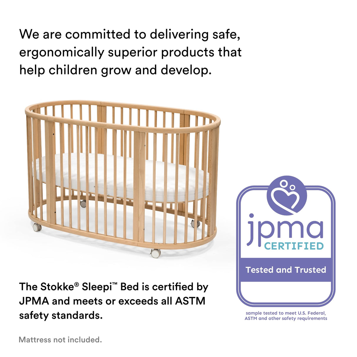 Stokke Sleepi Bed V3, Natural - Suitable for Ages 0-5 Years Old - Adjustable, Stylish & Flexible - Sturdy Beech Wood Frame
