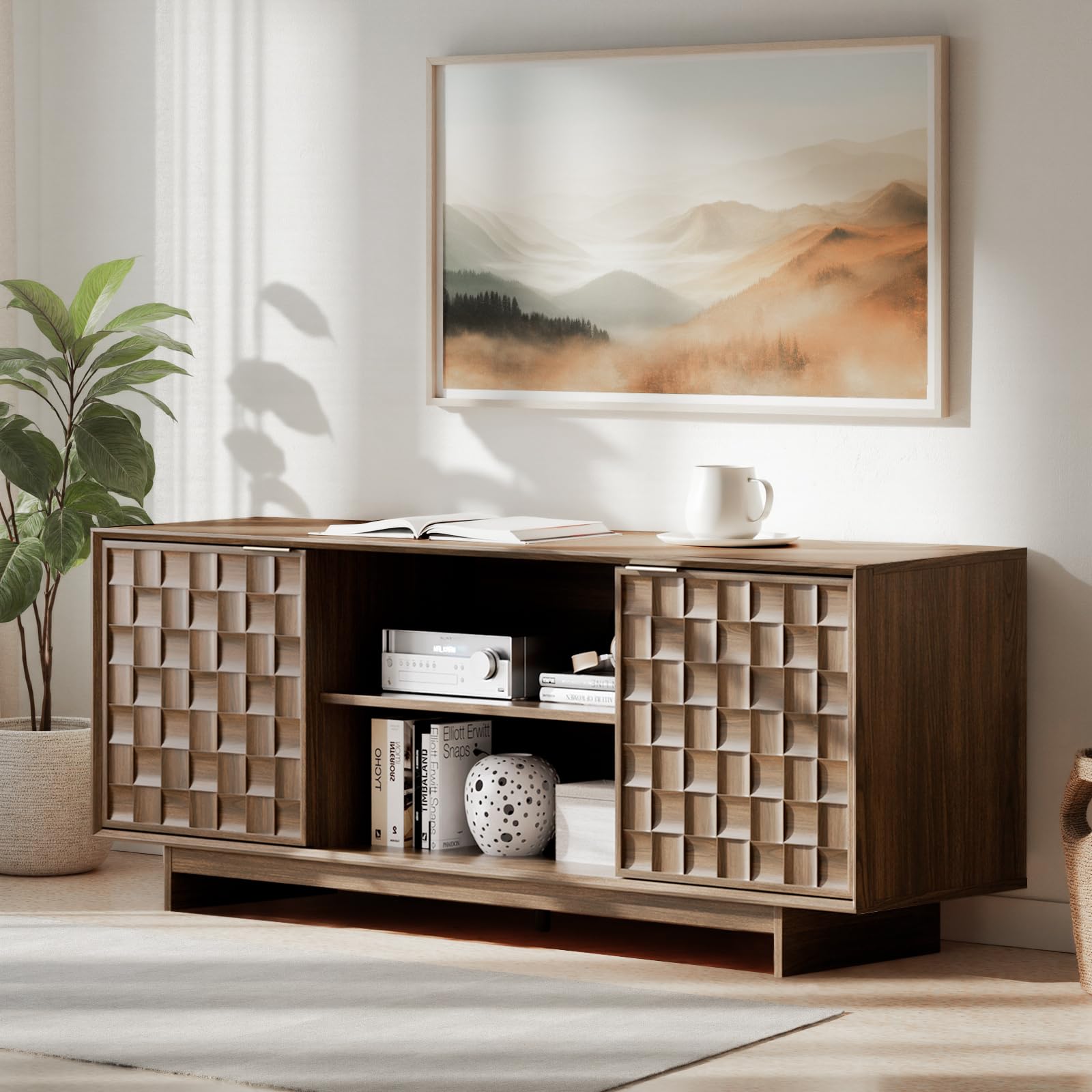 59" Mid-Century Modern TV Stand with Storage