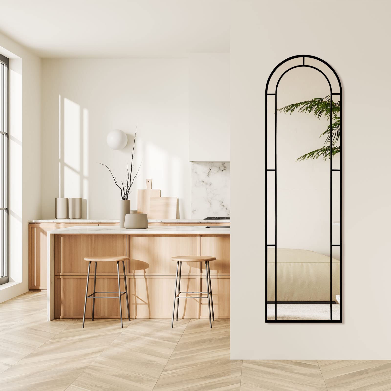 16x56 Window Full Length Mirror, Arched Floor Body Mirror