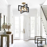 Semi-Flush Mount Ceiling Light - Black and Gold Industrial 4-Light Fixture