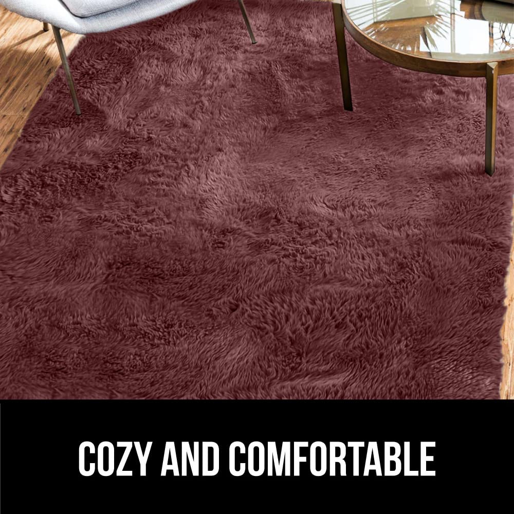 Soft Faux Fur Area Rug, Washable, Shed and Fade Resistant, Grip Dots
