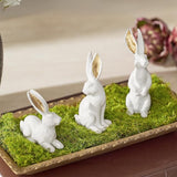 Golden Polyresin Bunny Decor Rabbit Figurines, Easter Bunny Statue Set of 3