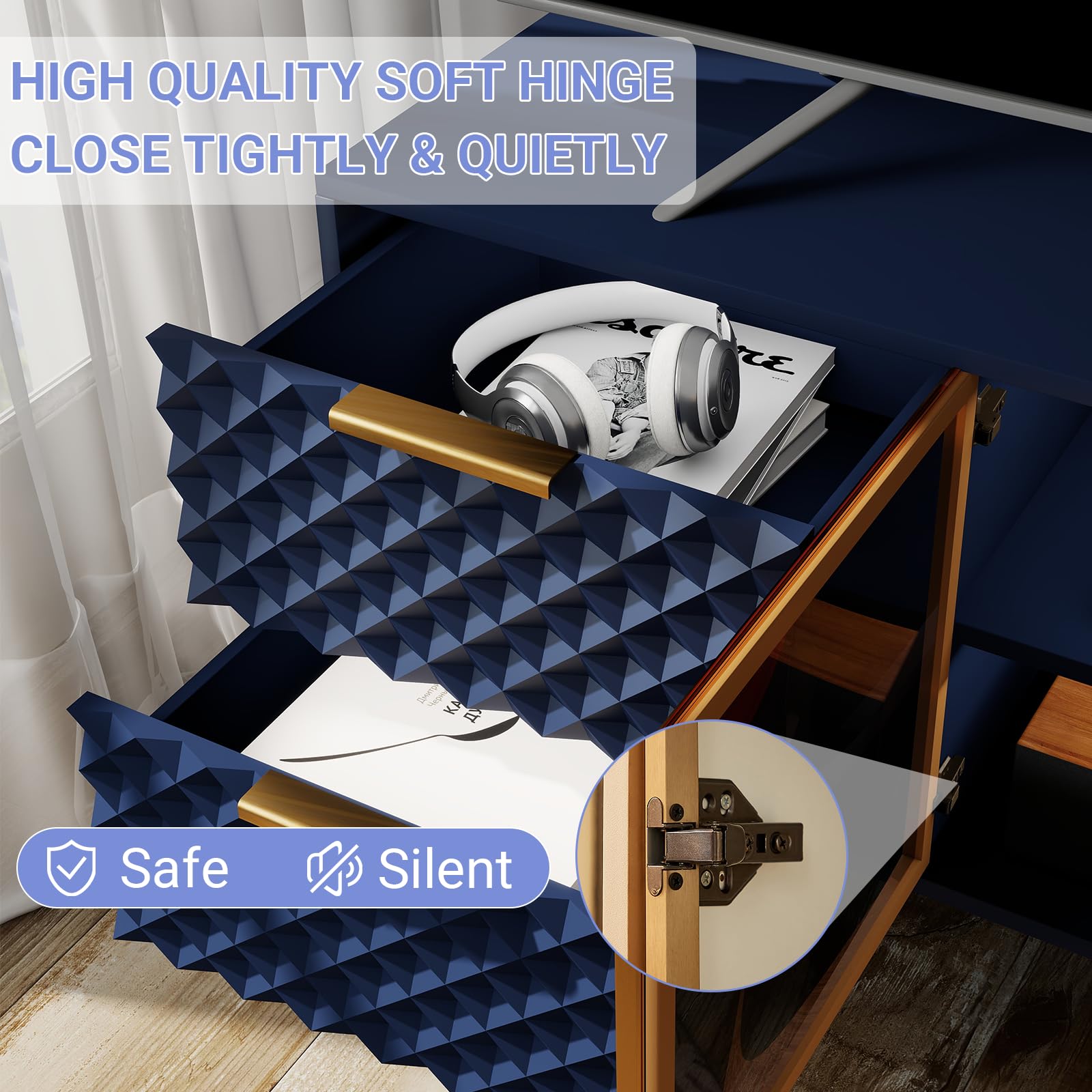 59" Modern TV Stand for 55-65 Inch TVs with Storage