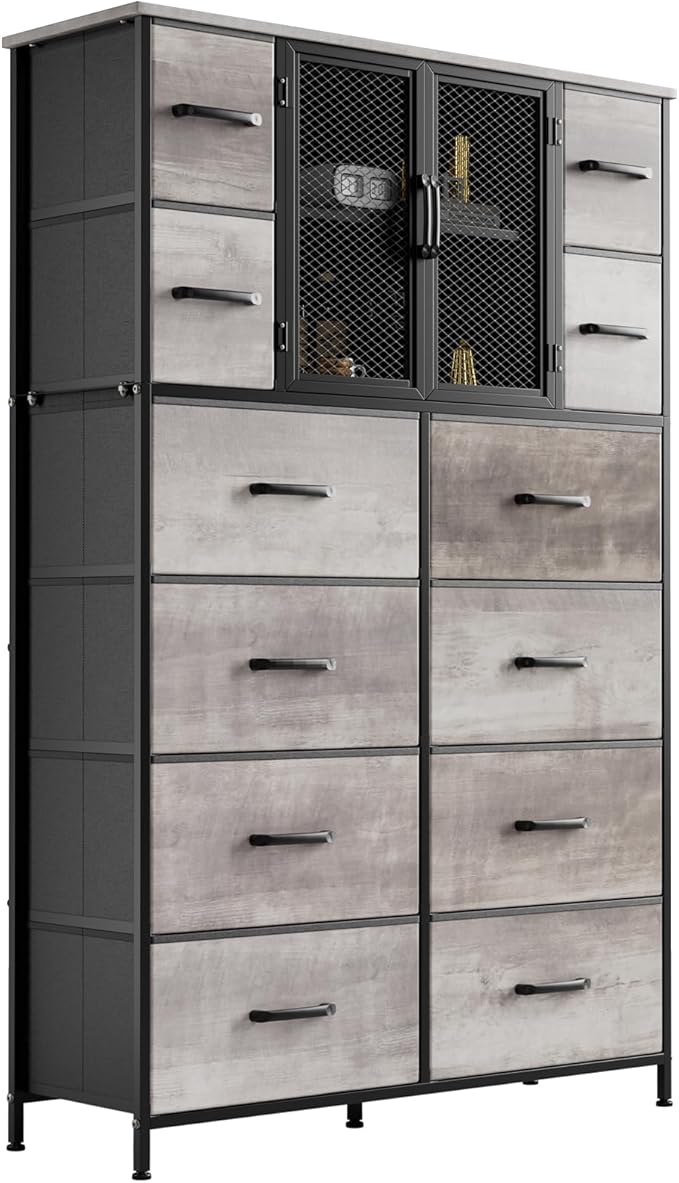56.7' Tall Dresser, Dresser Chests of Drawers with 12 Storage Drawers,Fabric Dresser