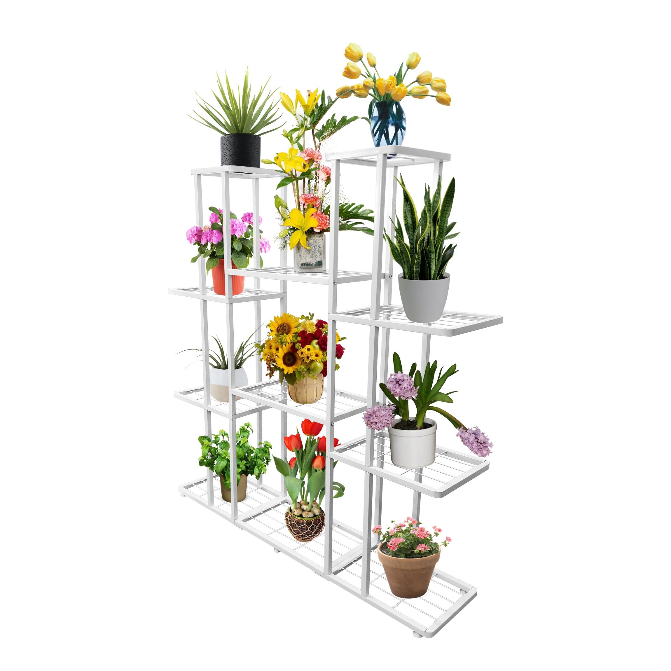 4 Tier 11 Potted Metal Large Plant Stand for Indoor Outdoor Flower Pot Display Planter Shelf