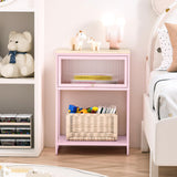 Pink Nightstand,End Tables with Storage Drawer,Bedside Table with Open Storage Shelf