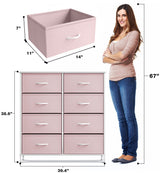 Sorbus Kids Pink Dresser with 8 Drawers + 11 Inch Pink Cube Storage Bins (6 Pack) Bundle - Matching Set - Storage Unit Organizers for Clothing - Bedroom, Kids Rooms, Nursery, & Closet