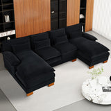 112.6" U Shaped Modular Sectional Sofa, Modern Chenille Cloud Couch