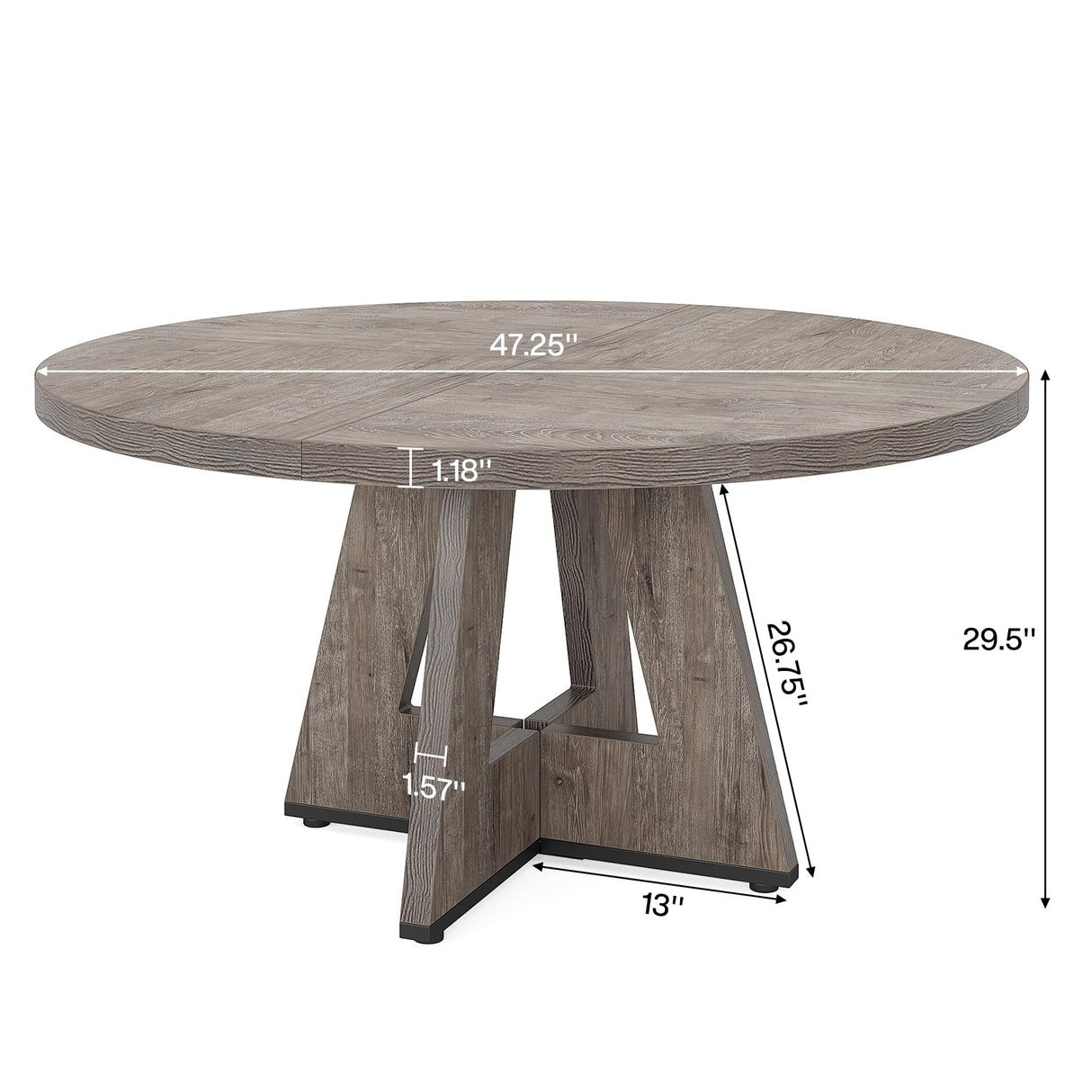 47-Inch Round Conference Table for 4-6 People, Wooden Meeting Room Table with Thicken