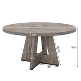 47-Inch Round Conference Table for 4-6 People, Wooden Meeting Room Table with Thicken