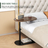 C Table End Table,Skinny Side Table Adjustable Height,360°Swivel TV Tray Table