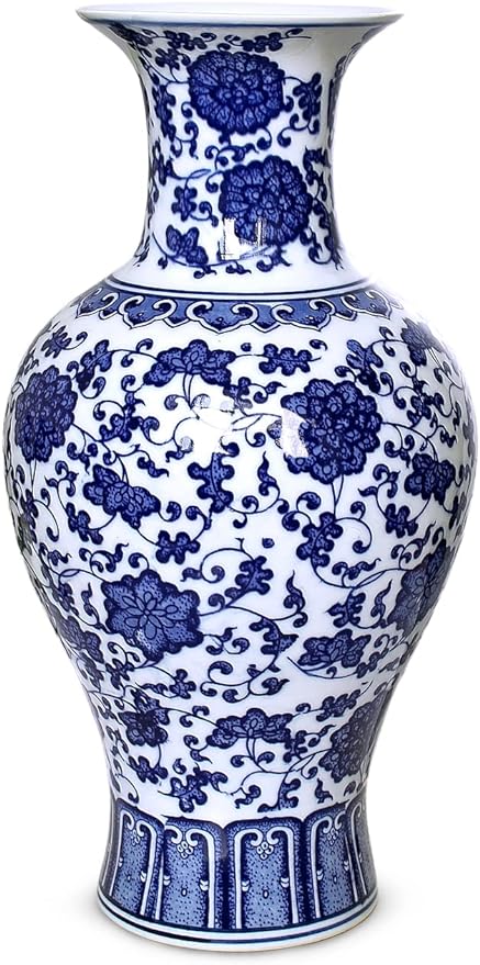 Blue and White Vase, Handmade Chinese Porcelain Flower Vase, Dragon Motif