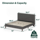 Judy Upholstered Platform Bed Frame / Mattress Foundation / Wood Slat Support / No Box