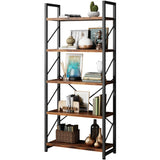 Bookshelf, 5 Tier Bookshelves, Home Office Bookcase Shelf Storage Organizer, Free Standing Storage Shelving Unit for Bedroom, Living Room and Home Office,Rustic Brown