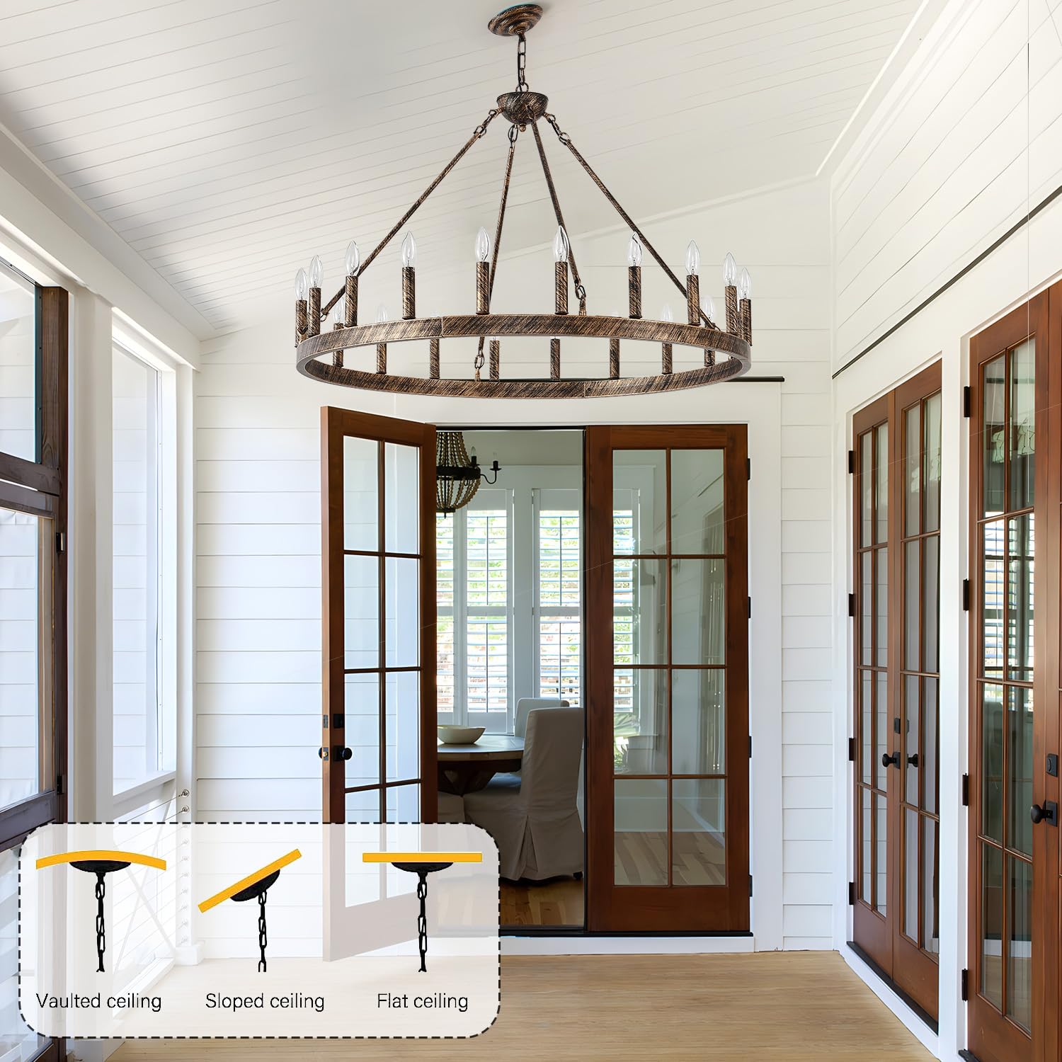 wagon wheel chandelier Bronze,patina color 20-Light Farmhouse wagon Wheel