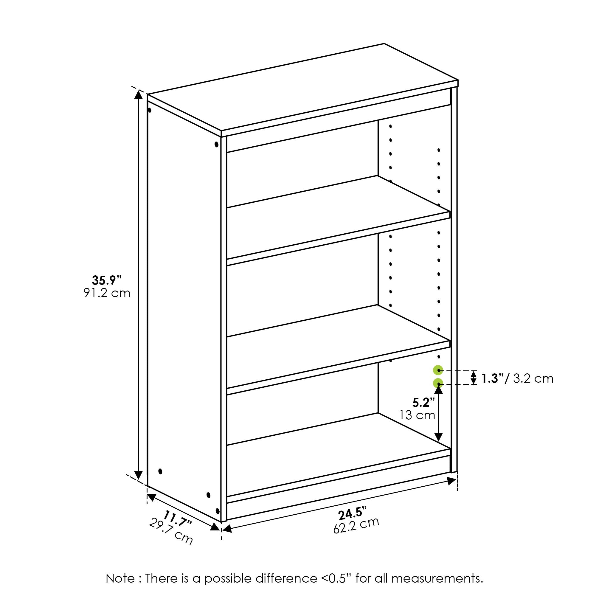 Gruen 3-Tier Bookcases, Espresso
