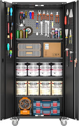 72 Inch Tall 2 Door Locking Metal Storage Cabinet Organizer with 4 Adjustable Shelves