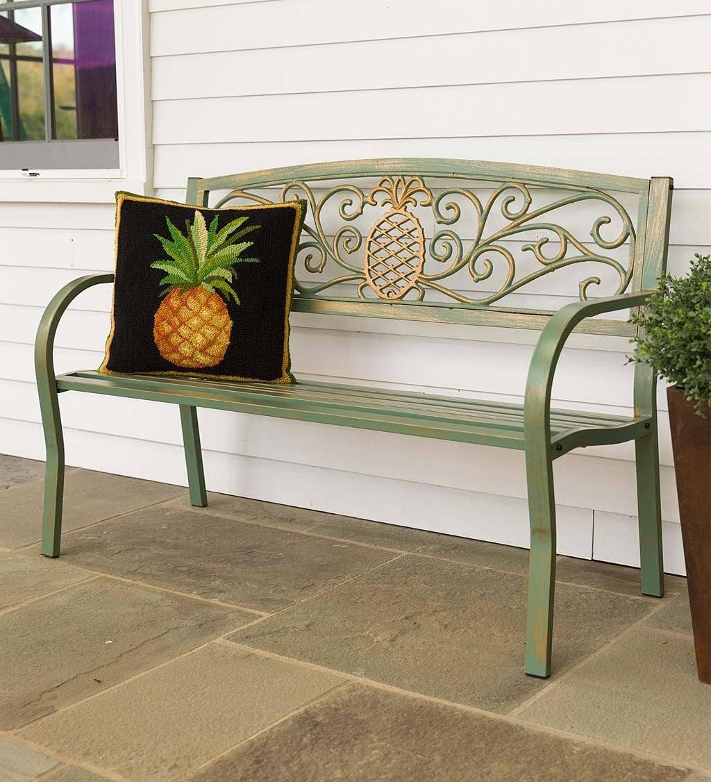 Weatherproof Pineapple Outdoor Bench | Holds Up to 300 lbs | Garden Patio Porch Park