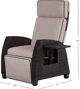 Outdoor Recliner Moor Lay Flat Recliner with Flip Table Push Back Wicker Reclining Lounge