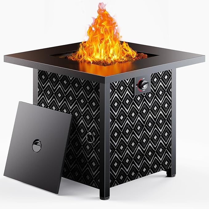 28Inch Propane Fire Pit Table, 50,000 BTU Outdoor Gas Fire Pit Table