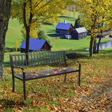 59" Outdoor Metal Bench Patio Bench with Built in Table Park Bench Garden Bench
