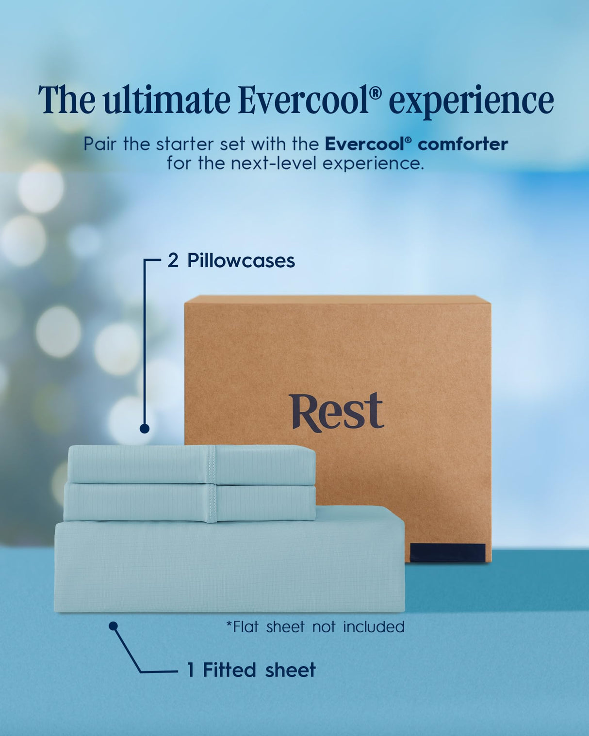 Evercool®+ Starter Sheet Set, 3 PCS with No Flat Sheet, Cooling Sheets Designed for Hot