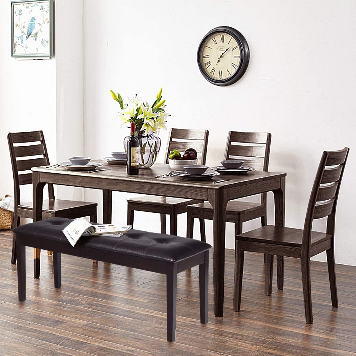 Dining Room Bench, Traditional Upholstered Table Benches