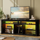 70 Inch TV Stand with LED Lights - Modern Entertainment Center with Storage