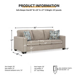Signature Design by Ashley Deltona Contemporary 2-in-1 Sofa Sleeper with Folding Gel Memory Foam Mattress and 2 Accent Pillows, Queen, Beige