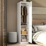 White Extra Wide Wardrobe Armoire with 8 Doors