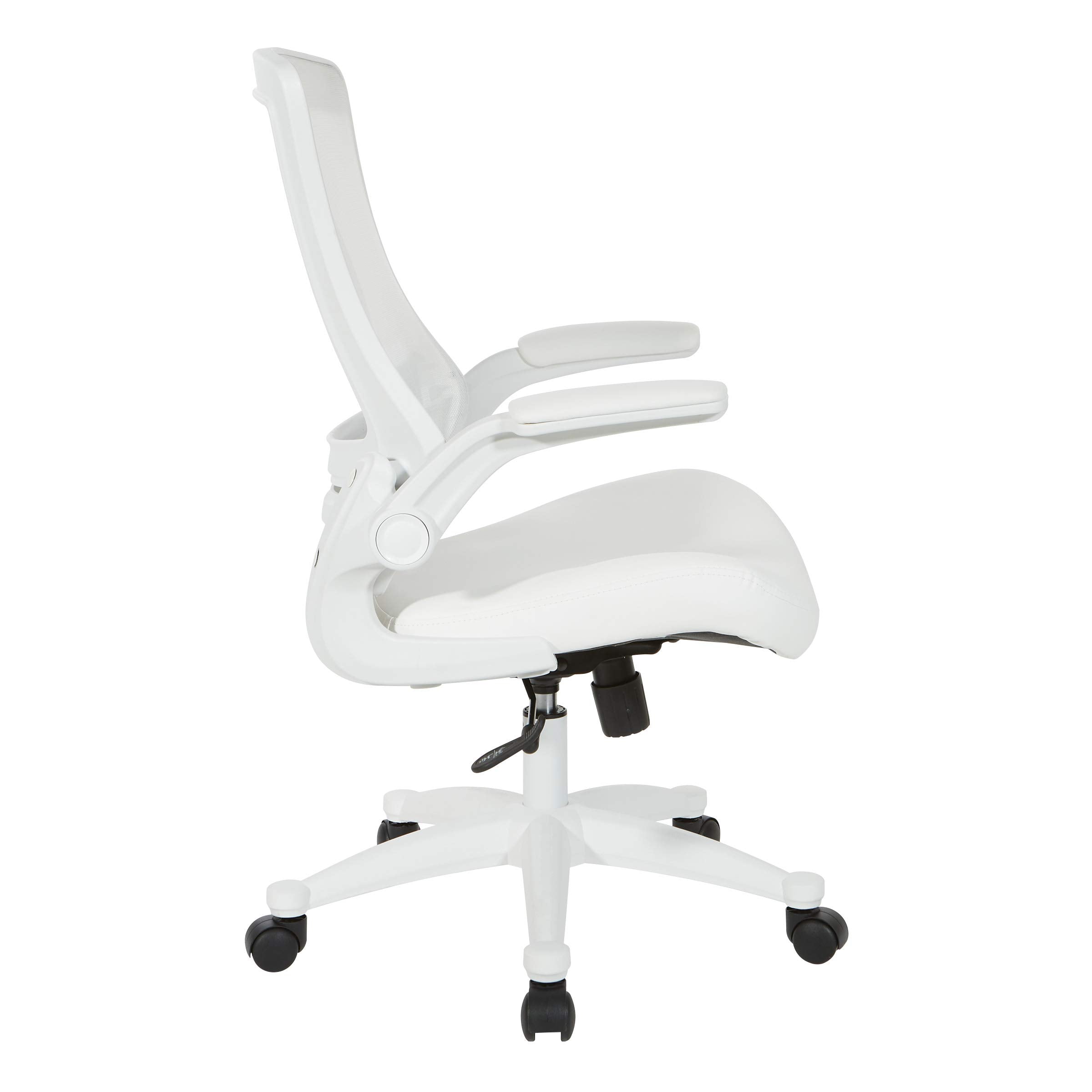 Ventilated White Screen Back Manager's Office Chair with Padded Color Flip Arms