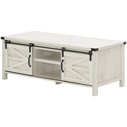 Farmhouse Coffee Table with Sliding Barn Doors & Storage
