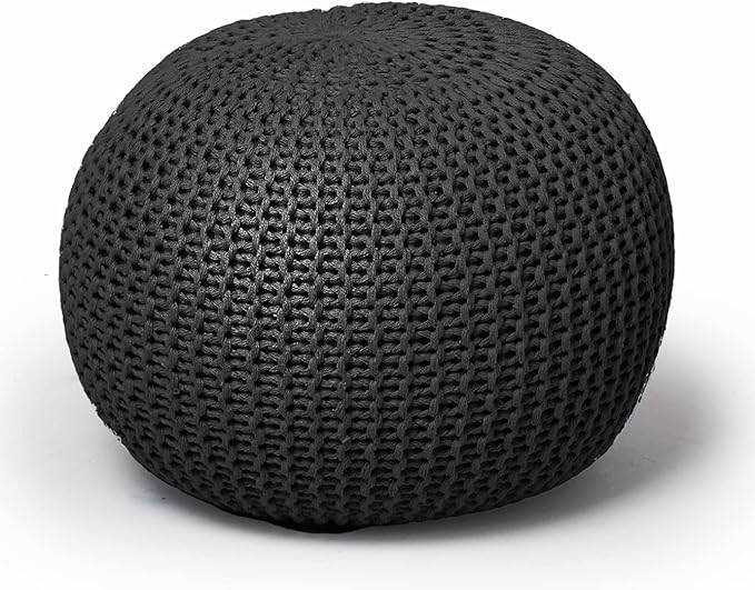 Round Knit Pouf, Wine
