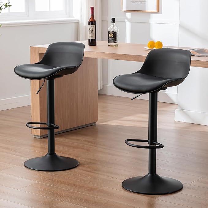 Bar Stools Set of 2, Modern Counter Height Bar Stools with Back and Soft Padded Seat