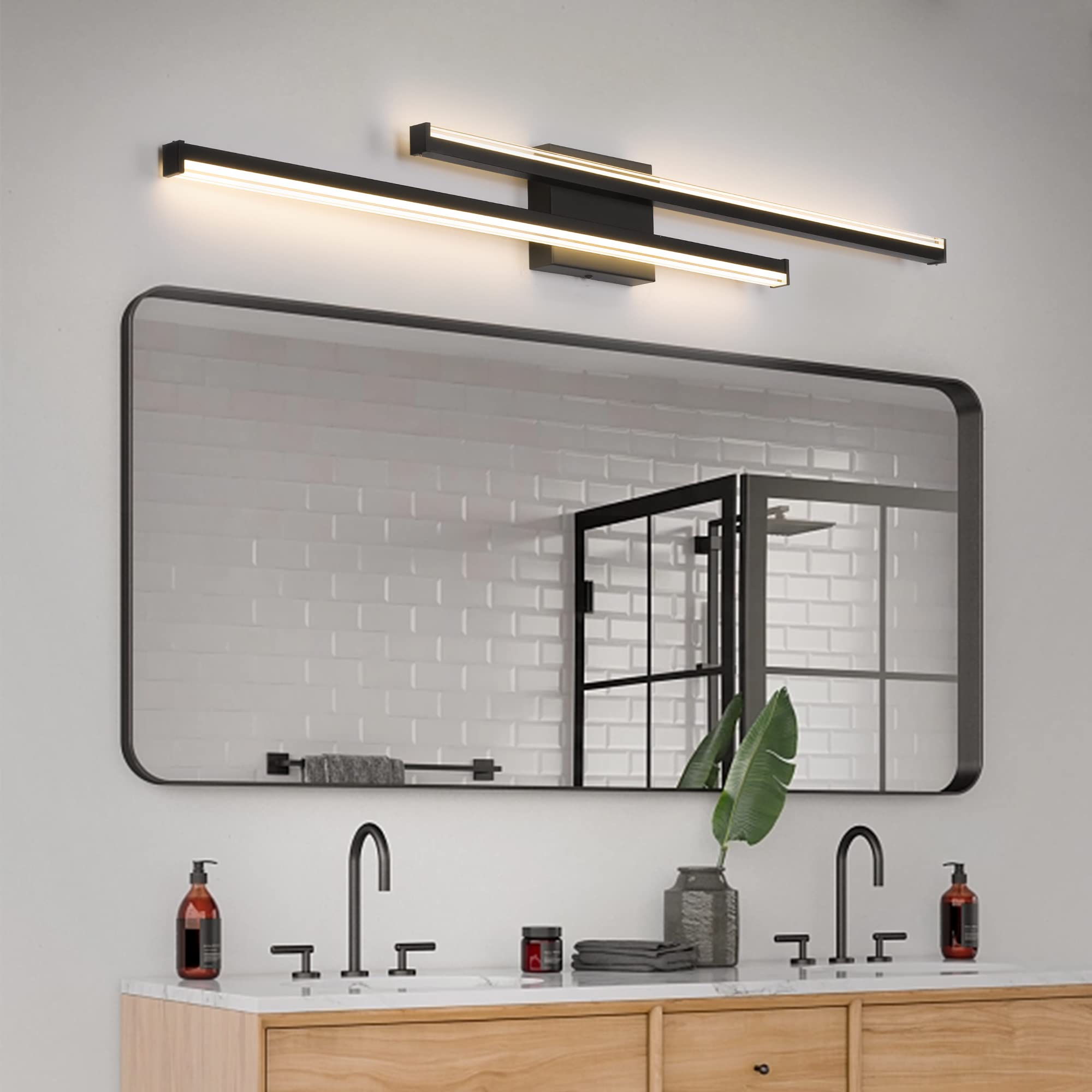 32" Vanity Lights Fixtures Over Mirror Wall Sconce, LED Modern Matte Black Vanity