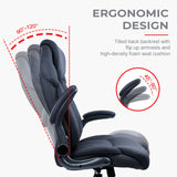 Ergonomic Office Chair Desk Chair with PU Leather High Back Flip-Up Arms Wheels,