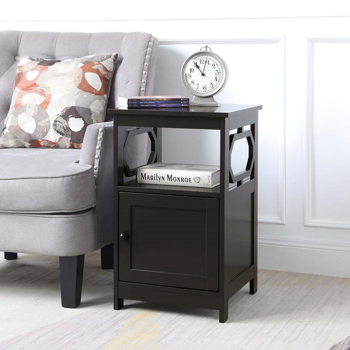 Omega End Table with Cabinet, Espresso