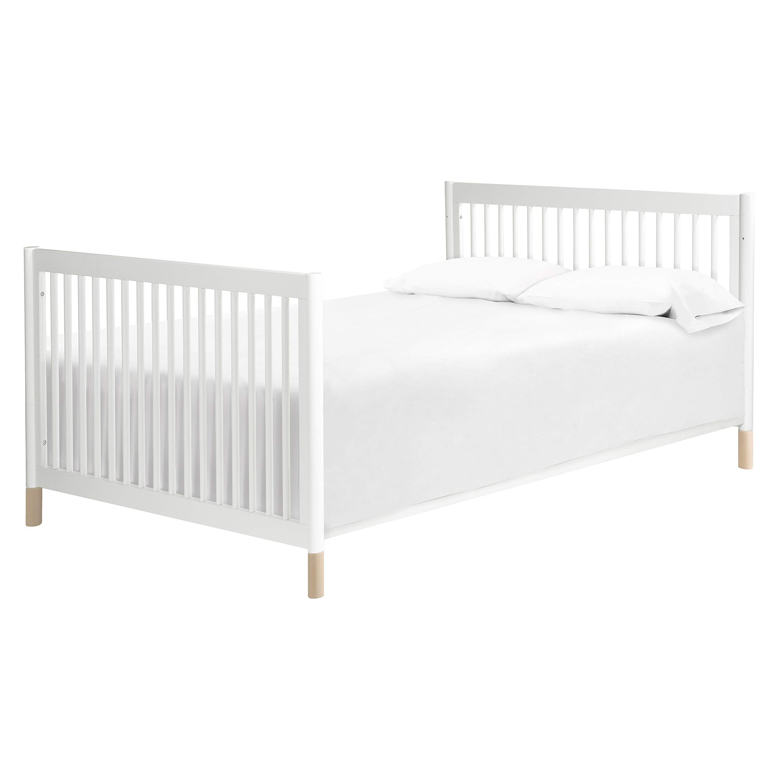 Gelato 4-in-1 Convertible Crib with Toddler Bed Conversion in White and Washed Natural